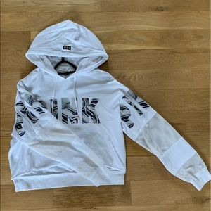 VS PINK Cropped Mesh-Sleeved Sweatshirt(Size-M)